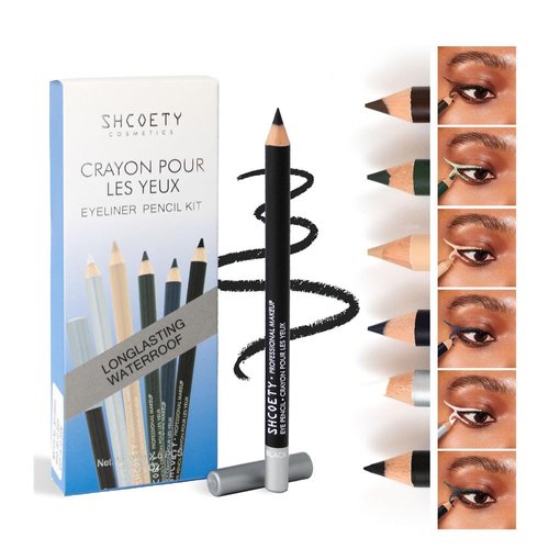UOCK Eyeliner - 6 shades of eyeliner set.Black Eyebrow Pencil Eyeliner Set, Waterproof Eyebrow Pencil, Easy to Color, Long-Lasting Eyeliner, Women's Professional Eye-Pencil