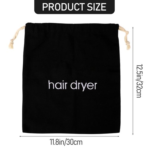 Hair Dryer Bag with Drawstring - Travel Container for Hair Tools, Use at Home, Gym, Hotels (Black)