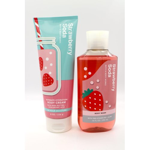 Generic Strawberry Soda, Bath and Body, Shower Gel Body Wash and Body Cream Bundle Set