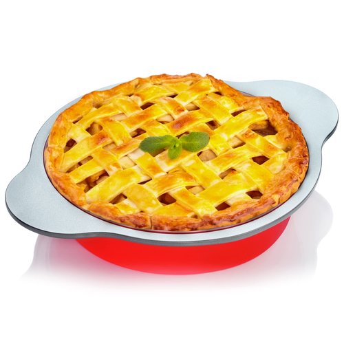 Boxiki Kitchen 9 Inch Non-Stick Silicone Round Cake Pan with Steel Frame Handles - Perfect for Baking Delicious Round Cakes