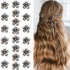 ACO-UINT 20 Pcs Small Flower Hair Clips for Women, Black Flower Clips Non-slip Flower Claw Clip, Cute Clips for Hair 90s Hair Accessories for Women Girls