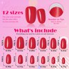 AddFavor Oval Press on Nails Short Fake Nails, 240pcs Bright Red Nails Press on Almond False Nail Full Cover Acrylic Nail for Women and Girls