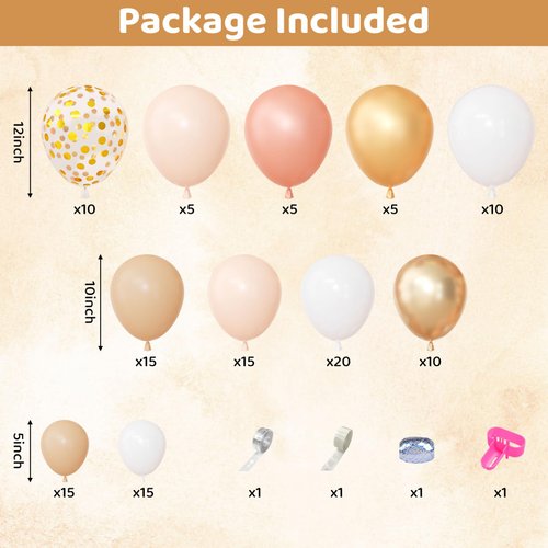 Ouddy Party Blush Balloons Garland Arch Kit, Peach Rose Gold Pastel Orange Confetti Balloons for Women Girls Bridal Baby Shower Mothers Day Wedding Engagement Boho Birthday Party Decorations