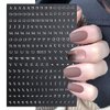 8 Sheets Letter Nail Stickers 3D Self-Adhesive Nail Art Stickers Laser Black White Gold Silver English letters Nail Decals Letter Nail Design Stickers for Women and Girls DIY Nail Decor