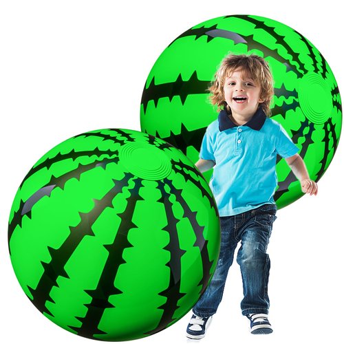 Bloolilies 2 Pcs Watermelon Beach Balls, 21 Inch Beach Ball Toys for Kids Adults, Inflatable Summer Ball Toy for Beach Swimming Pool Toy for Outdoor Indoors Watermelon Theme Pool Party Decorations