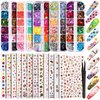 Teenitor 12 Sheets Nail Art Sticker 3D Self-Adhesive, Nail Art Decoration with 5 Boxes Holographic Nail Art Glitter Flakes Butterfly Heart Star Maple Leaf Nail Sequins and Nail Art Flower Slices