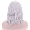 BERON 14 Inches Silver Wig Short Curly Wig Women Girl's Synthetic Wig Silver White Wig with Bangs Wig Cap Included