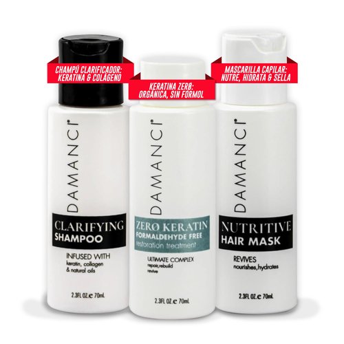 DAMANCI ZerO Keratin Revival Kit, Mascarilla Para el Cabello, Keratina Organica sin Formol, Formaldehyde Brazilian Keratin Hair Treatment, Ritual Botanico Keratina Organica (2.3 Oz)