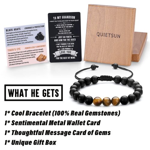 Grandson Gifts from Grandma 18th 21st Birthday Gifts for Teenage Boys Teen Boys Gift Ideas 12 14 16 18 Year Old Gift Beaded Bracelets Graduation Him Christmas Valentines Stocking Stuffers Easter