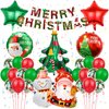 Christmas Party Decorations Supplies, Christmas Balloon Arch kit with White Snowman Christmas Santa Foil Balloon, Christmas Tree Balloons Red Star Balloons for Xmas Party Decorations(Green Red)