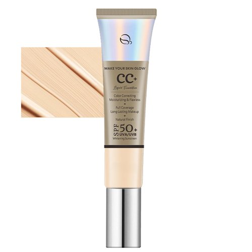 ARCHIDATE Hydrating CC Cream with SPF 50, CC Cream Foundation Full Coverage, Red Corrector, Invisible Pore, Brightening Skin Tone, Waterproof & Long Lasting Lightweight Color Correcting Cream (Ivory)