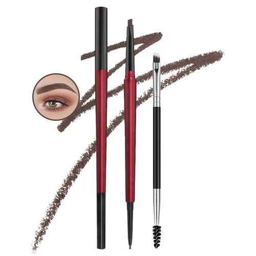 Kaely 2Pcs Eyebrow Pencil Set,Dual Ends Eye Brow Pencils for Women,Waterproof Eyebrows Makeup Pen with Eyebrow Brush,lápiz de cejas maquillaje,Vegan Cosmetics,06 Dark Brown