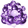 Purple and Confetti Balloons 66 Pcs 12inches Lavender Lilac Latex Balloons and 2 Roll of Purple Ribbon for Birthday Wedding Children's Parties Decorations