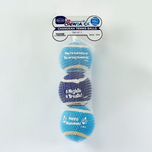 Rite Lite Hanukkah Dog Toy Tennis Balls Set of 3 - Perfect Chanukah Gift for Dog Owners, Decorations, Jewish Holiday Party Favors, Goodie Bag Rewards, Accessories Jewish Gifts Festival of Lights