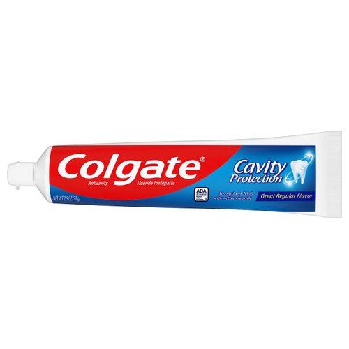 Colgate Cavity Protection Toothpaste with Fluoride, Minty Great Regular Flavor, Anti Cavity Toothpaste, 2.5 Oz Tube