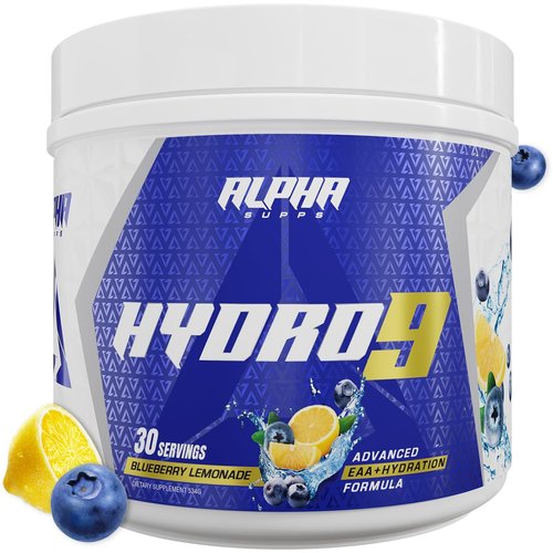 Alpha Supps Hydro 9 Aminos | EAA + Hydration Formula | Essential Amino Acids EAAs Powder with BCAAs & Electrolytes 30 Servings - Blueberry Lemonade