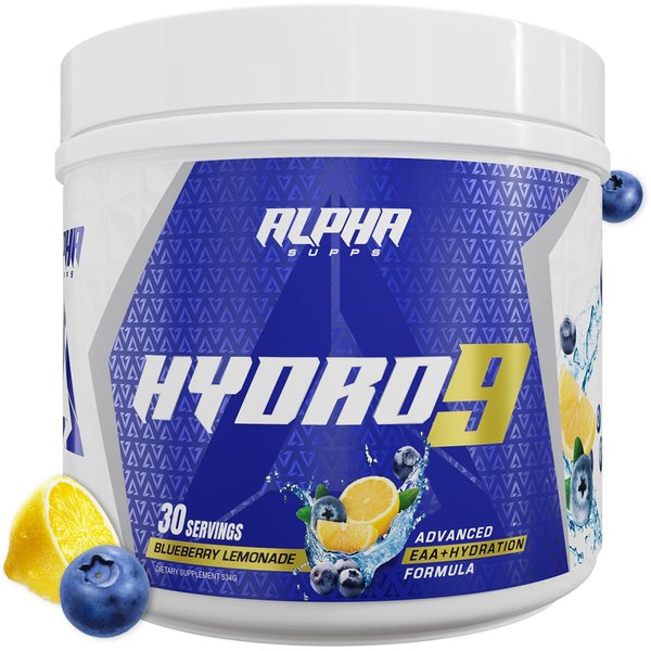 Alpha Supps Hydro 9 Aminos | EAA + Hydration Formula | Essential Amino Acids EAAs Powder with BCAAs & Electrolytes 30 Servings - Blueberry Lemonade