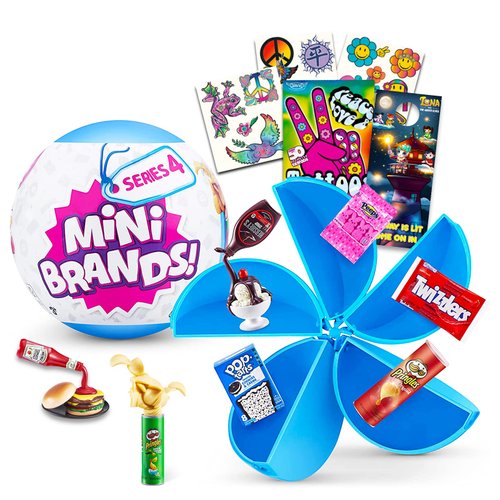 Game Party Zuru 5 Surprise Mini Brands Series 4 Mystery Set - Surprise Mini Food Toys Mystery Bundle with Temporary Tattoos and More | Collectible Food Toys