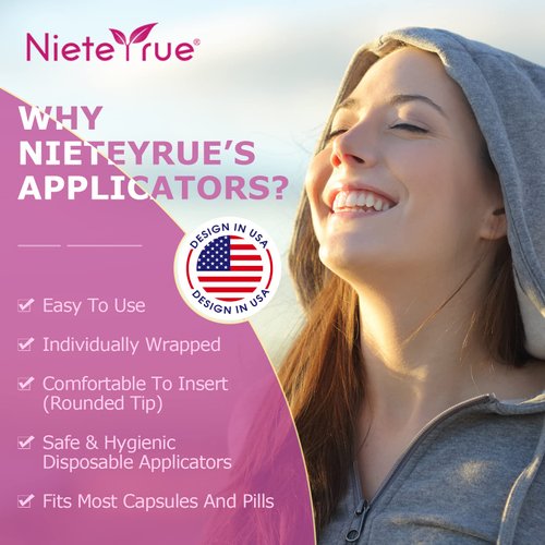 Nieteyrue (20 Packs) Disposable Vaginial Applicators Individually Wrapped Hygienic Fit to Size 00 Cap-sules and Many Shapes of Suppositories, Tablets Feminine Care Applicators from