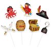 WERNNSAI 49 PCS Pirate Cupcake Toppers - Pirate Birthday Party Decorations for Kids Boys Halloween Parrot Octopus Pirate Ship Cake Toppers Picks Cake Decorations Pirate Theme Party Supplies Cake Decor
