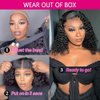 GOLFMAX Glueless Wigs Pre Cut 4X4 Lace Closure Wig Deep Wave Curly Bob 14 Inch Wet and Wavy Lace Front Human Hair Wigs With Elastic Band
