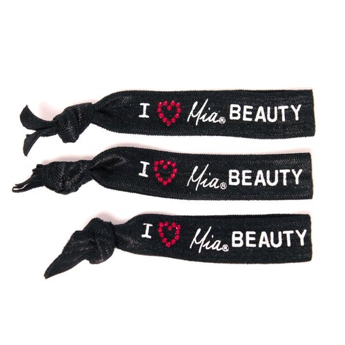 Mia Tony Ties, I Heart Mia Beauty, Hair Tie, Hair Accessory, Ponytail Holder, Black + Red Rhinest...