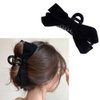 RFTWXHPN Black Velvet Hair Bow Claw Clip for Women Girls Bowknot Hair Claw Jaw Clips Barrettes for Thick Thin Hair Nonslip Bow Claw Clamps Hair Clips for Women Bowknot Bow Hair Claws