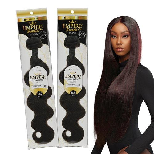 Sensationnel Empire Bundle weave hair - human hair extensions unprocessed bundle hair - Empire Bundles Body Wave 2 pack (16 inch, NATURAL/BLACK)