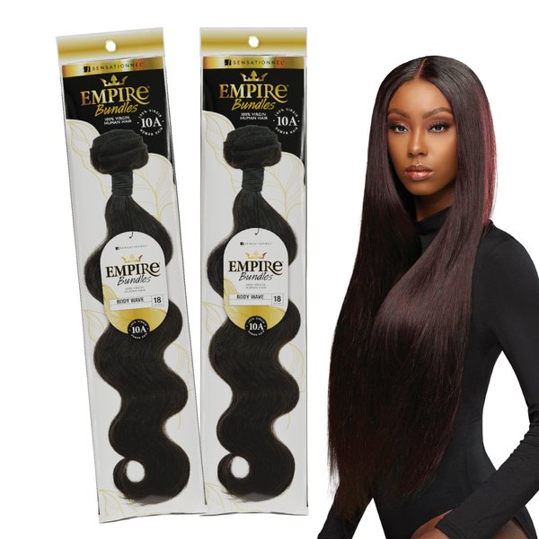 Sensationnel Empire Bundle weave hair - human hair extensions unprocessed bundle hair - Empire Bundles Body Wave 2 pack (16 inch, NATURAL/BLACK)