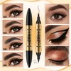 3D Four-Tip Eyebrow Pen & Eyeliner Duo - Waterproof, Long-Lasting, Smudge-Proof, Easy to Use for Perfect Brows and Defined Eyes - Black Eyebrow Pencil & Black Eyeliner