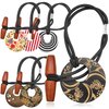 6 Pcs Discs Elastic Hair Tie for Dreadlock Accessories Extra Long Locs Rubber Band Dread Ponytail Holder Wood knot Carving Embedded Horn Toggle Bands Thick Hair for Men Women Motifs