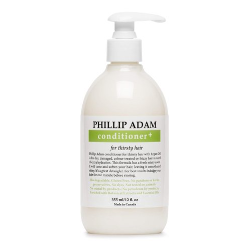 Phillip Adam Thirsty Hair Conditioner + for Dry or Damaged Hair - Infused With Argan Oil, Moringa Seed Oil and Macadamia Oil - Paraben Free, Vegan - 12 Fl Oz