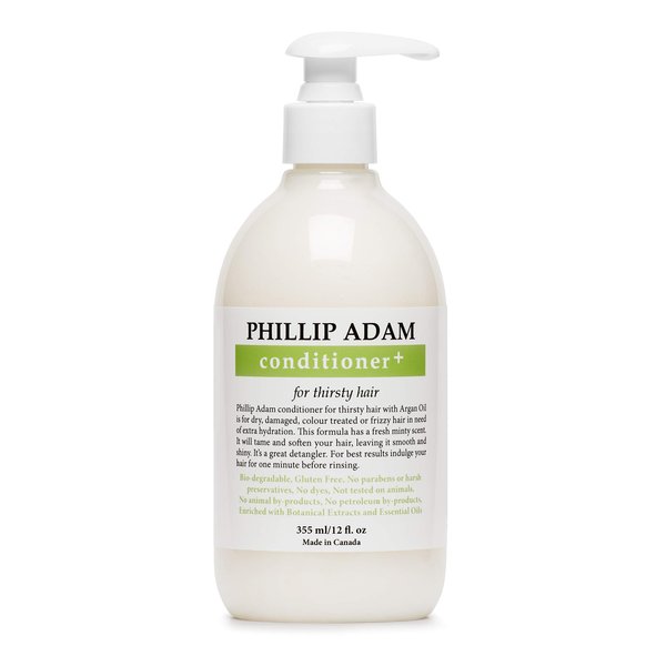 Phillip Adam Thirsty Hair Conditioner + for Dry or Damaged Hair - Infused With Argan Oil, Moringa Seed Oil and Macadamia Oil - Paraben Free, Vegan - 12 Fl Oz