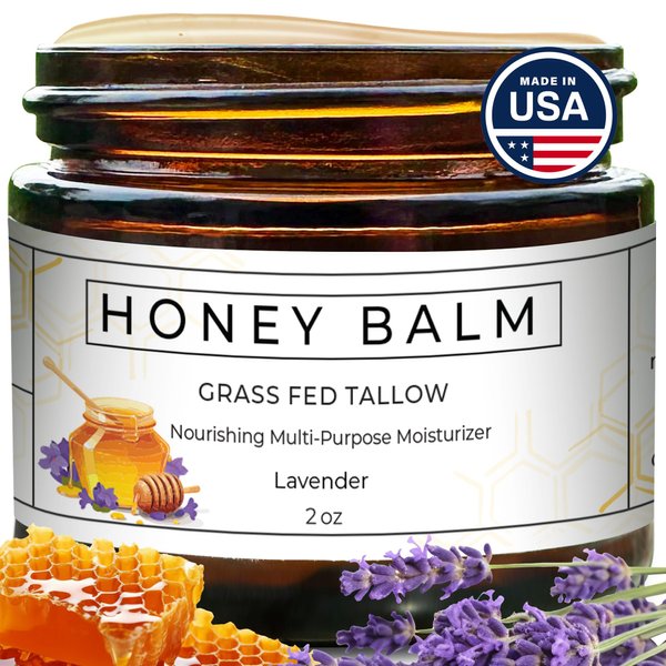 Really Good Blends Beef Tallow and Honey Balm, 100% Organic, Grass-Fed, All-Natural Face & Body Hydrating Moisturizer - 2 oz (Lavender)