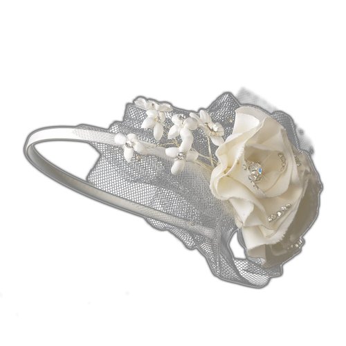 Jadzia Ivory Flower Wedding Bridal Tiara Headband