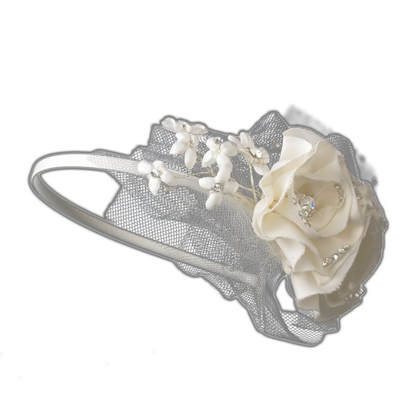 Jadzia Ivory Flower Wedding Bridal Tiara Headband