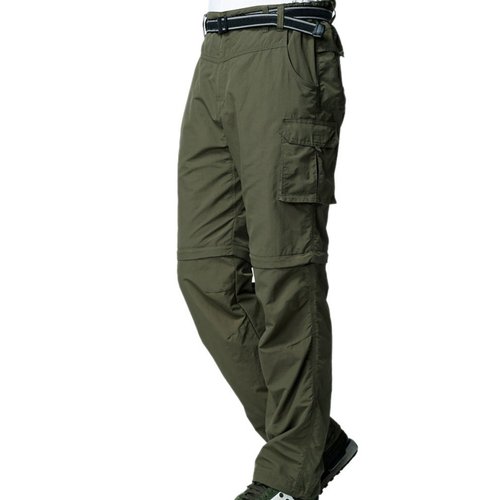linlon Men's Outdoor Quick Dry Convertible Lightweight Hiking Fishing Zip Off Cargo Work Pants Trousers,Army Green,34