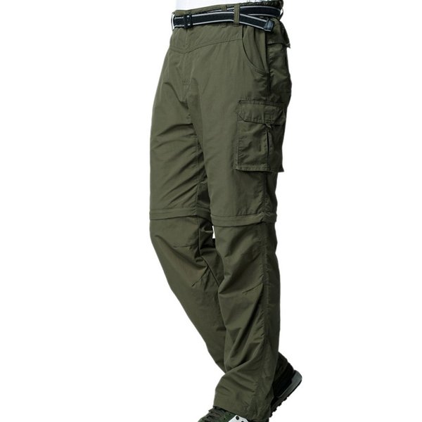 linlon Men's Outdoor Quick Dry Convertible Lightweight Hiking Fishing Zip Off Cargo Work Pants Trousers,Army Green,34