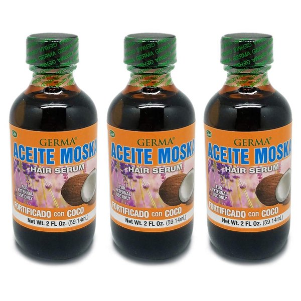 Germa Moska and Coconut Oil. Hair Serum, Conditioner and Skin/Hand Moisturizer. For External Use. 2 Fl.Oz. Pack of 3