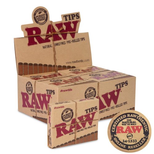 RAW Pre-Rolled Tips Full Box | 20 Booklets - 21 Tips Per Booklet | Pre-Rolled Already - Quicker and Efficient Rolling