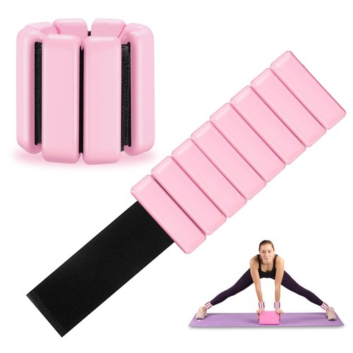 YREASEL Wrist Ankle Weights，Adjustable Workout Weights (2 per set 1 lb each) for Women and Men，Yoga, Pilates, Movement，Walking, Hiking, Aerobics (Pink)