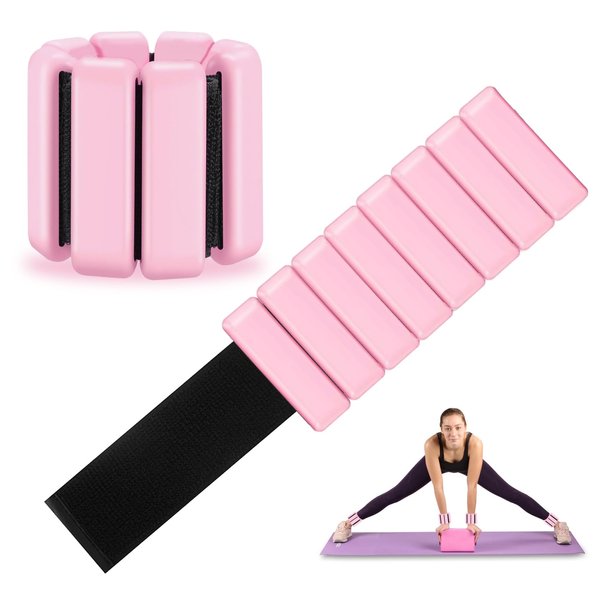 YREASEL Wrist Ankle Weights，Adjustable Workout Weights (2 per set 1 lb each) for Women and Men，Yoga, Pilates, Movement，Walking, Hiking, Aerobics (Pink)