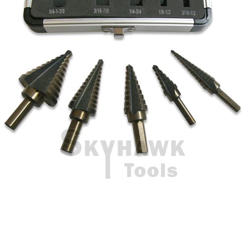 Cal-hawk 5pc Sae High Speed Steel w/ Cobalt Step Drill Set