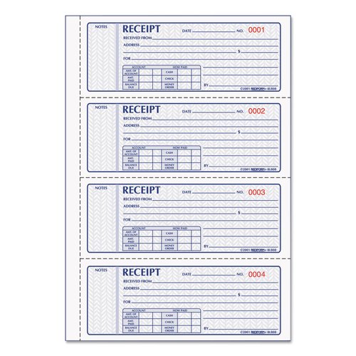 Rediform Receipt Books (RED8L808) Blue 11 x 7.625 inches