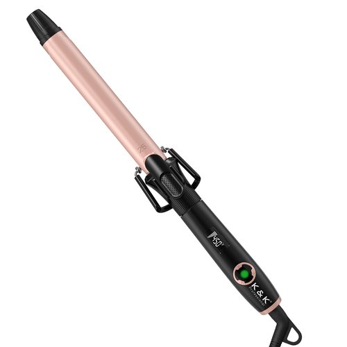 1 Inch Curling Iron with Clipped Tourmaline Ceramic Barrel Professional 1 Inch Hair Curler up to 450°F Dual Voltage for Traveling 60 Mins Auto Off Suit for Different (Rose Gold, 1 Inch)