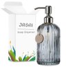 JASAI 18 Oz Vertical Stripes Kitchen Soap Dispenser with 304 Rust Proof Stainless Steel Pump, Refillable Liquid Soap Dispenser for Bathroom, Kitchen, Hand Soap, Dish Soap (Clear Grey)