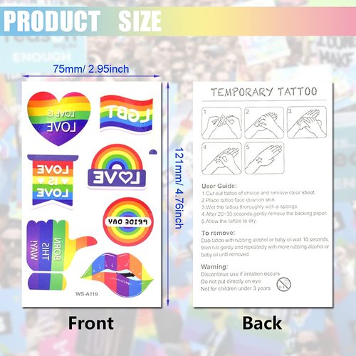 10 Sheet Pride Rainbow Tattoo Sticker Temporary Tattoo Gay Pride Parade Body Painting Party Celebration Personality Decoration Party Supplies