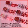 Teenitor Face Glitter Body Glitter, Red Body Glitter Gel, Hair Glitter Gel, 6 Shapes Rave Glitter, Body Makeup Glitters Face Paint, Chunky Sparkling Glitter Gel for Women