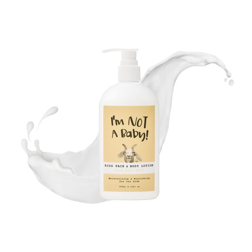 I’m NOT A Baby! Kids Face & Body Lotion, Dermatologist Tested, Allergen-free, PETA, Cruelty-free, Gentle for Kids, Goat Milk and Milk Sugar, 10fl oz