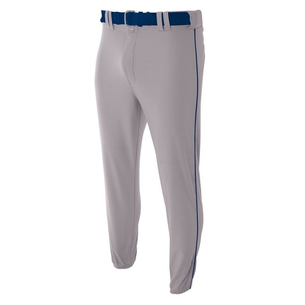 A4 Boy's Pro-Style Elastic Bottom Baseball Pant Gray/Navy